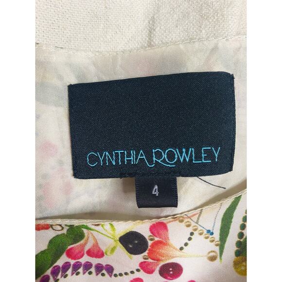 CYNTHIA ROWLEY Silk Floral Babydoll Mini Dress US 4 - Picture 15 of 16